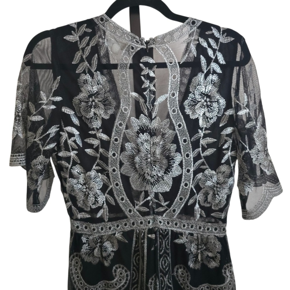 Honey Punch by List Plunge Black Silver Lace Romper M Whimsygoth Vampire Fairy - Picture 15 of 15